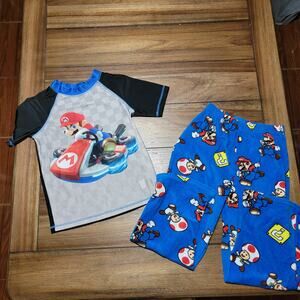 2 Pc Super Mario Bros Pajama Pants & Tee Set - Size 7 Top / 8 Pants